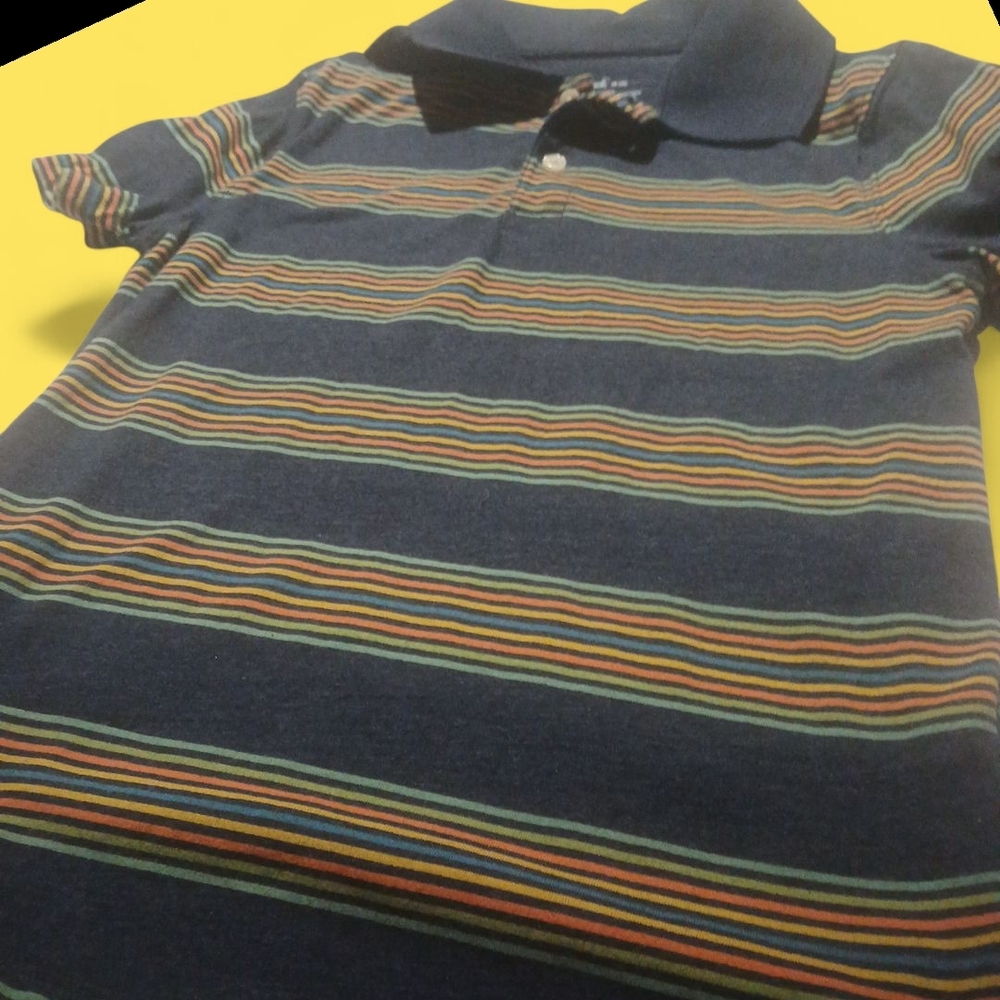 Cat & Jack Polo Shirt - Blue with Multicolor Stripes